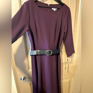 Brand new Calvin Klein dark purple A-line dress, Size 14. Included belt.
